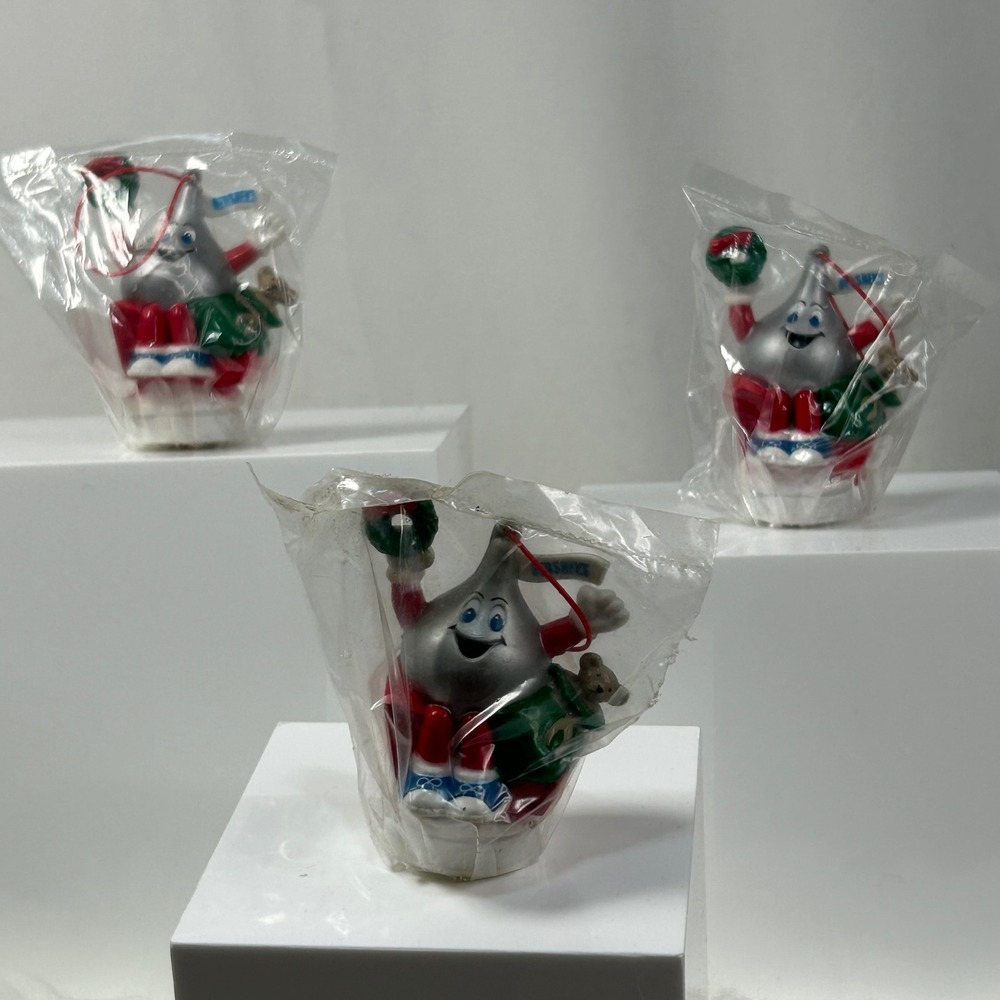Hershey's Kiss Christmas Ornament‎ Set 3 New Old Stock Holiday Decoration